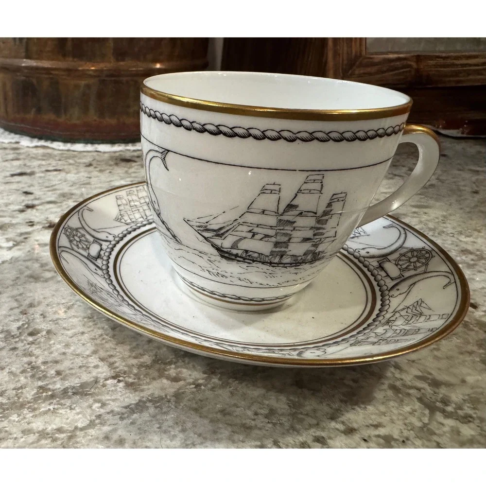 Foley English Bone China Nautical Sailing Ship Teacup Saucer John Everett V624